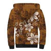 Plumeria Floral Tapa Pattern Vintage Gold Sherpa Hoodie LT01 - Polynesian Pride