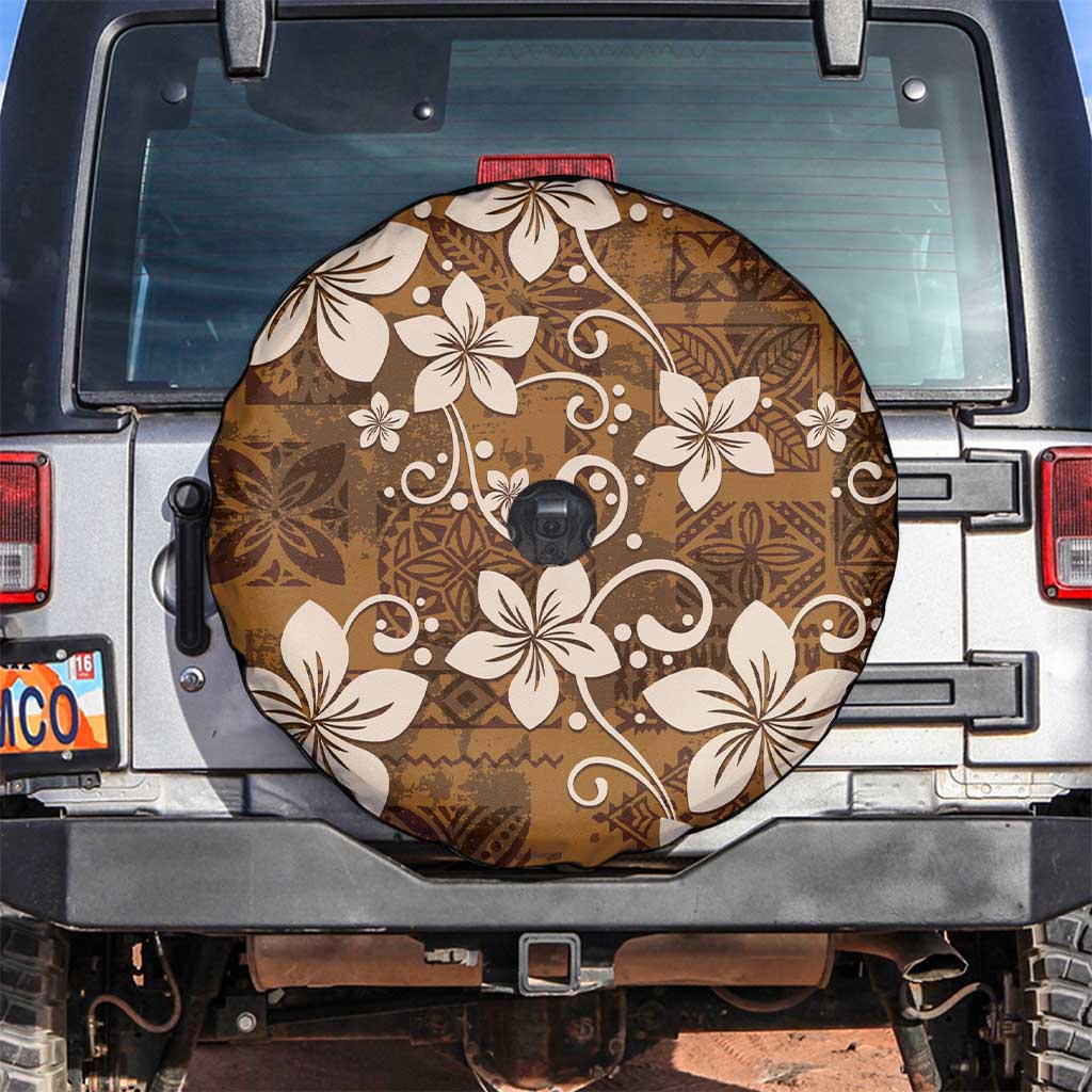 Plumeria Floral Tapa Pattern Vintage Gold Spare Tire Cover LT01 Gold - Polynesian Pride