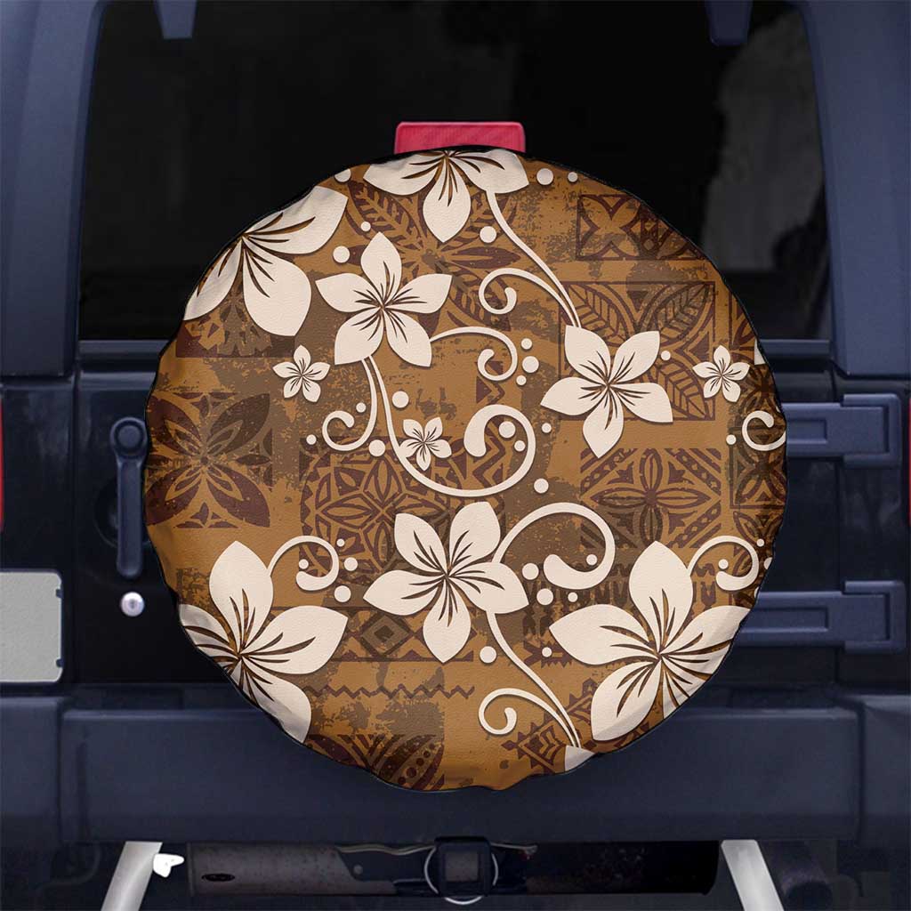 Plumeria Floral Tapa Pattern Vintage Gold Spare Tire Cover LT01 - Polynesian Pride