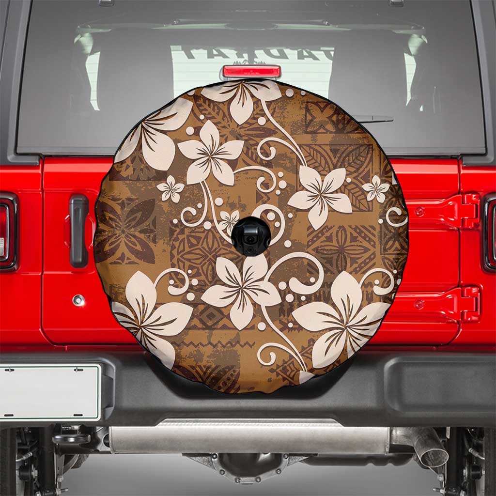 Plumeria Floral Tapa Pattern Vintage Gold Spare Tire Cover LT01 - Polynesian Pride