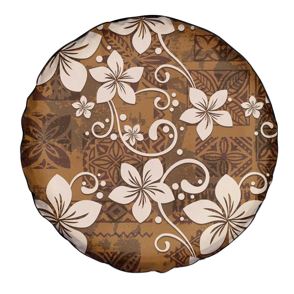 Plumeria Floral Tapa Pattern Vintage Gold Spare Tire Cover LT01 - Polynesian Pride