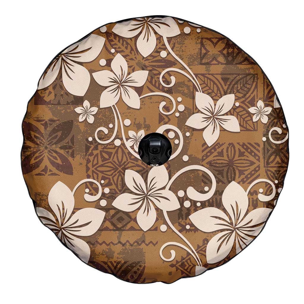 Plumeria Floral Tapa Pattern Vintage Gold Spare Tire Cover LT01 - Polynesian Pride