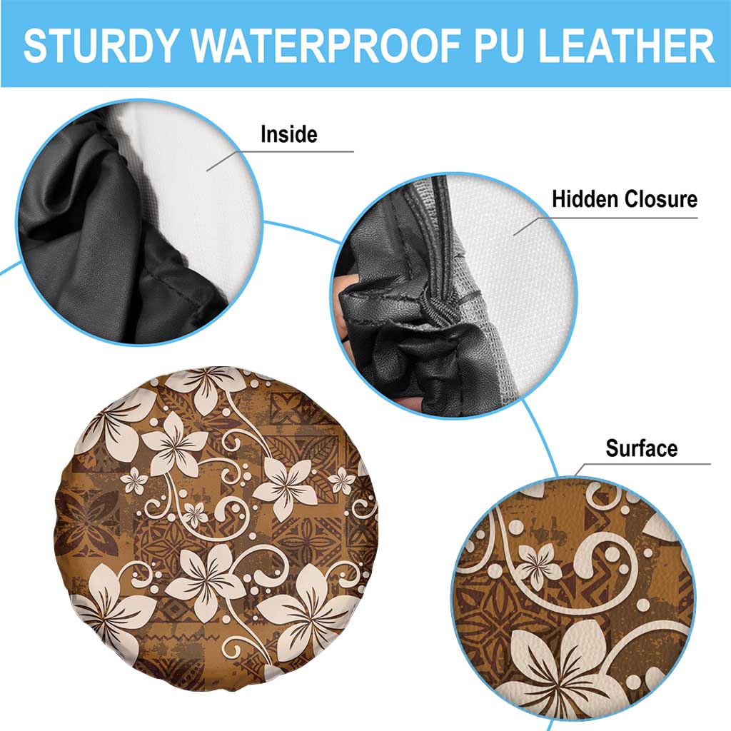 Plumeria Floral Tapa Pattern Vintage Gold Spare Tire Cover LT01 - Polynesian Pride