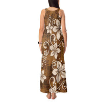 Plumeria Floral Tapa Pattern Vintage Gold Tank Maxi Dress LT01 - Polynesian Pride
