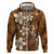 Plumeria Floral Tapa Pattern Vintage Gold Zip Hoodie