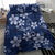 Plumeria Floral Tapa Pattern Navy Blue Bedding Set