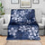 Plumeria Floral Tapa Pattern Navy Blue Blanket