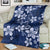 Plumeria Floral Tapa Pattern Navy Blue Blanket