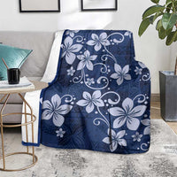 Plumeria Floral Tapa Pattern Navy Blue Blanket LT01 - Polynesian Pride
