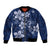 Plumeria Floral Tapa Pattern Navy Blue Bomber Jacket