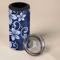 Plumeria Floral Tapa Pattern Navy Blue 4 in 1 Can Cooler Tumbler