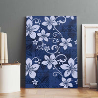 Plumeria Floral Tapa Pattern Navy Blue Canvas Wall Art LT01 - Polynesian Pride