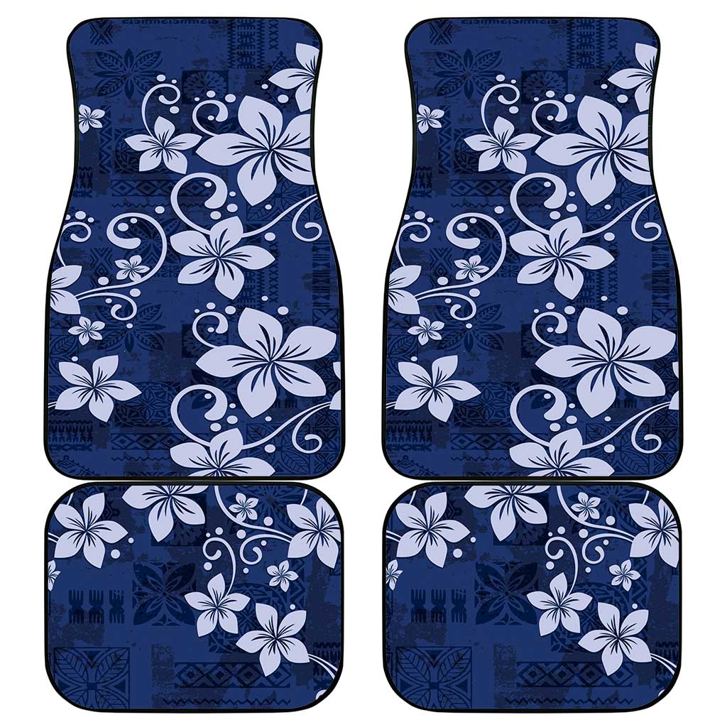 Plumeria Floral Tapa Pattern Navy Blue Car Mats LT01 - Polynesian Pride