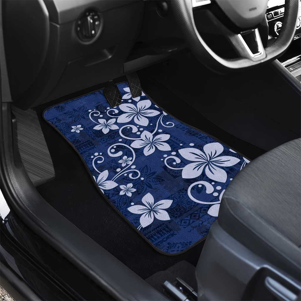 Plumeria Floral Tapa Pattern Navy Blue Car Mats LT01 - Polynesian Pride