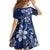 Plumeria Floral Tapa Pattern Navy Blue Family Matching Mermaid Dress and Hawaiian Shirt