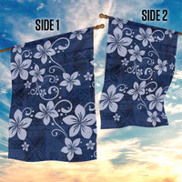 Plumeria Floral Tapa Pattern Navy Blue Garden Flag LT01 - Polynesian Pride