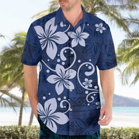 Plumeria Floral Tapa Pattern Navy Blue Hawaiian Shirt LT01 - Polynesian Pride