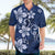 Plumeria Floral Tapa Pattern Navy Blue Hawaiian Shirt