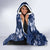 Plumeria Floral Tapa Pattern Navy Blue Hooded Blanket