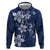 Plumeria Floral Tapa Pattern Navy Blue Hoodie