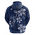 Plumeria Floral Tapa Pattern Navy Blue Hoodie