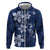 Plumeria Floral Tapa Pattern Navy Blue Hoodie