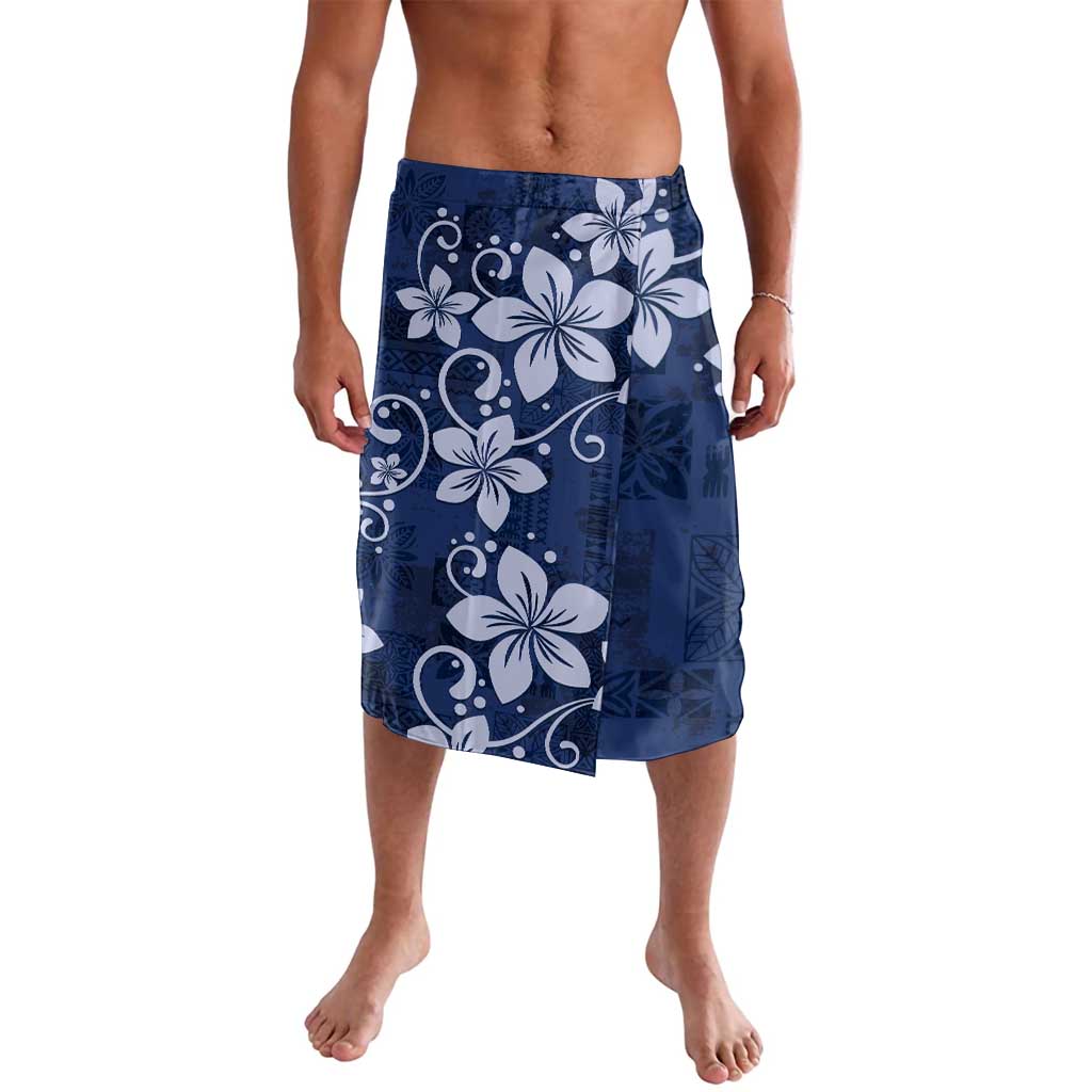 Plumeria Floral Tapa Pattern Navy Blue Lavalava LT01 Blue - Polynesian Pride