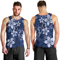 Plumeria Floral Tapa Pattern Navy Blue Men Tank Top LT01 - Polynesian Pride