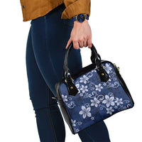 Plumeria Floral Tapa Pattern Navy Blue Shoulder Handbag