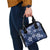 Plumeria Floral Tapa Pattern Navy Blue Shoulder Handbag