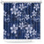 Plumeria Floral Tapa Pattern Navy Blue Shower Curtain