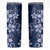 Plumeria Floral Tapa Pattern Navy Blue Skinny Tumbler