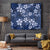 Plumeria Floral Tapa Pattern Navy Blue Tapestry