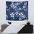 Plumeria Floral Tapa Pattern Navy Blue Tapestry