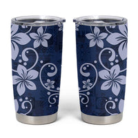 Plumeria Floral Tapa Pattern Navy Blue Tumbler Cup LT01 Blue - Polynesian Pride