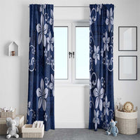 Plumeria Floral Tapa Pattern Navy Blue Window Curtain LT01 - Polynesian Pride
