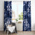 Plumeria Floral Tapa Pattern Navy Blue Window Curtain