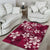 Plumeria Floral Tapa Pattern Ruby Pink Area Rug