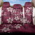 Plumeria Floral Tapa Pattern Ruby Pink Back Car Seat Cover