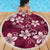 Plumeria Floral Tapa Pattern Ruby Pink Beach Blanket