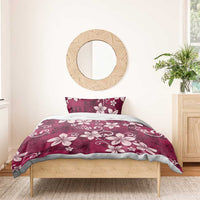 Plumeria Floral Tapa Pattern Ruby Pink Bedding Set