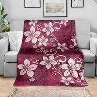 Plumeria Floral Tapa Pattern Ruby Pink Blanket LT01 - Polynesian Pride