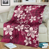 Plumeria Floral Tapa Pattern Ruby Pink Blanket LT01 - Polynesian Pride