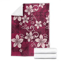 Plumeria Floral Tapa Pattern Ruby Pink Blanket LT01 - Polynesian Pride