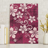 Plumeria Floral Tapa Pattern Ruby Pink Canvas Wall Art LT01 Without Frame Pink - Polynesian Pride