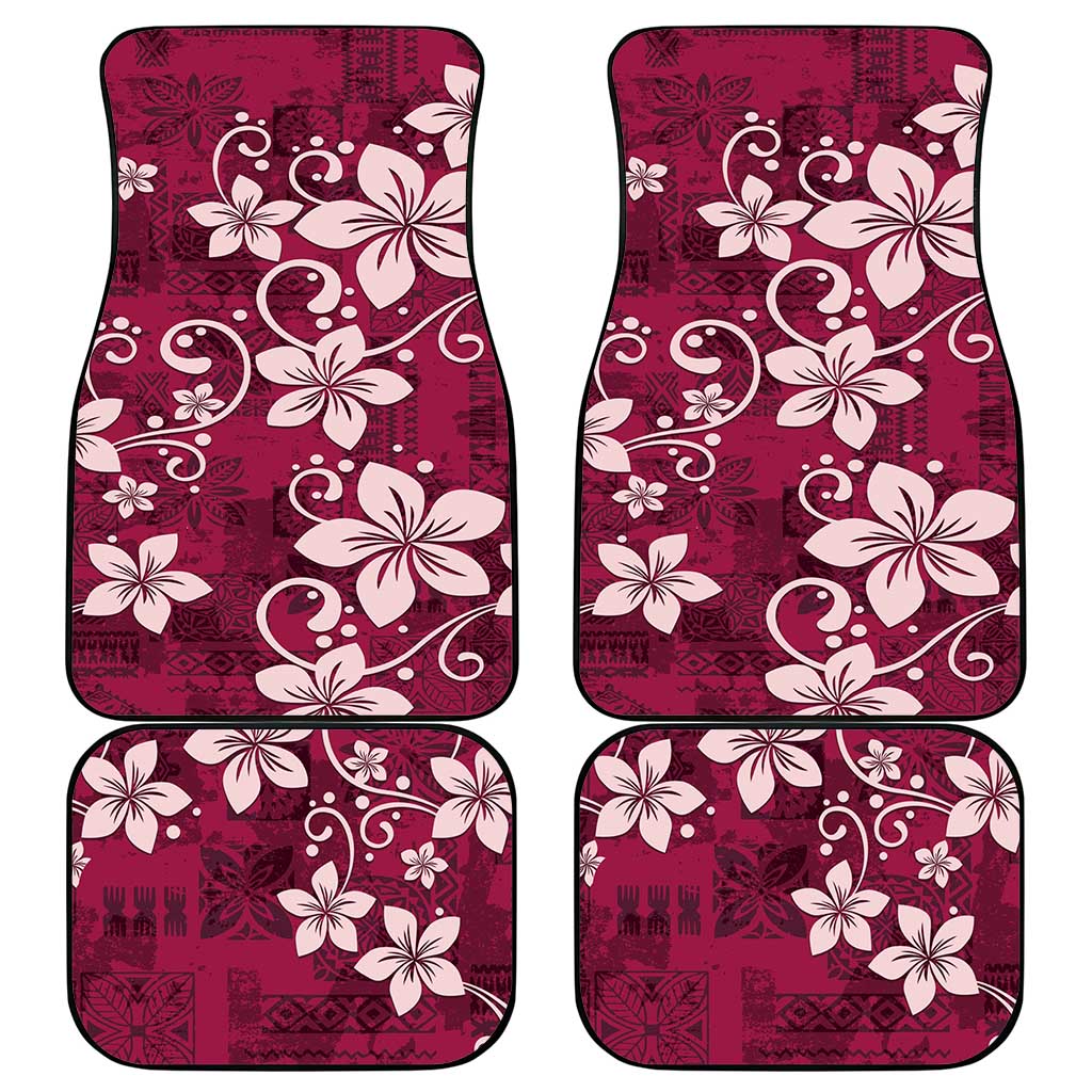 Plumeria Floral Tapa Pattern Ruby Pink Car Mats LT01 - Polynesian Pride