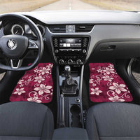Plumeria Floral Tapa Pattern Ruby Pink Car Mats LT01 Set 2pcs - Front Pink - Polynesian Pride