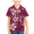 Plumeria Floral Tapa Pattern Ruby Pink Family Matching Mermaid Dress and Hawaiian Shirt