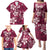 Plumeria Floral Tapa Pattern Ruby Pink Family Matching Puletasi and Hawaiian Shirt