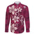 Plumeria Floral Tapa Pattern Ruby Pink Family Matching Puletasi and Hawaiian Shirt